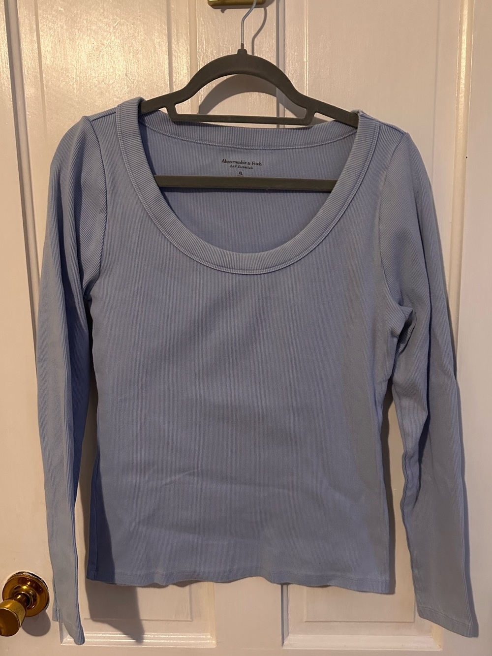 Abercrombie & Fitch Soft Sky Blue Long Sleeve Scoop Neck Top